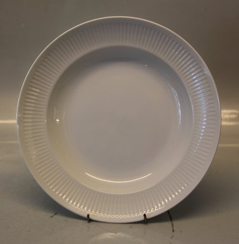 14059 Tallerken, dyb ca. 24.5 cm Georgiana, Design Thorkild Olsen - hvid klassisk riflet stel fra 1952