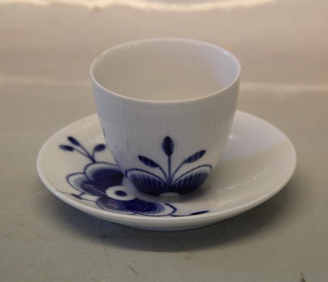 Blue Fluted MEGA Danish Porcelain 057-1 Espresso cup 5.5 x 6 cm & saucer 11.2 cm 055-1 - Mocha 9 cl. Mega Blue