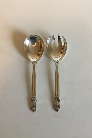 Georg Jensen Sterling Sølv Konge Serveringssæt bestående af Serveringsske No 115 og Serveringsgaffel No 116