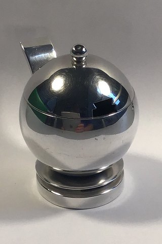 Georg Jensen Sterling Pyramid Sterling Silver mustard Jar with green enamel No 632