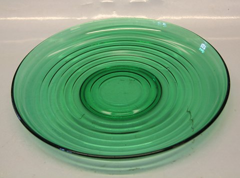 Broksø, Holmegaard presset glas 1938-1941, designet af Jacob E Bang Grønt fad 29 cm