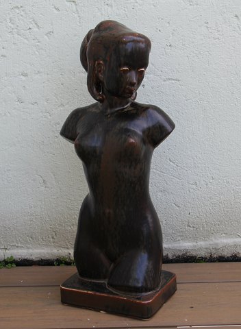 Kæmpe Kongelig Dansk Stentøj Kvindetorso21095 Kgl. "Karina"  ca 80 cm, JH,  juli 1951 nr 3 af 5 Begrænset oplag