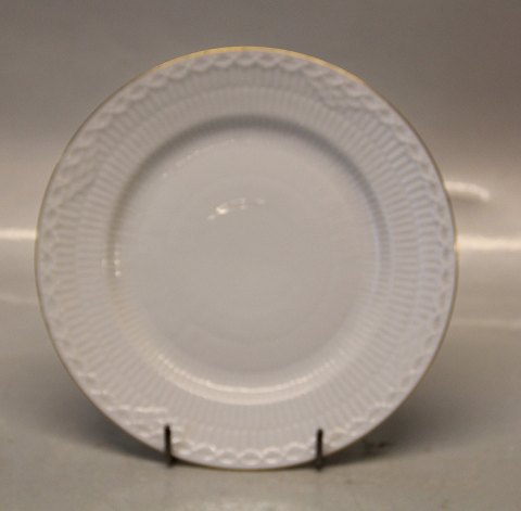 Royal Copenhagen 1275 Tradition hvidt halvblonde med guldkant 1275-574 Kagetallerken 17 cm
