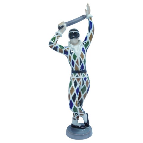 Bing & Grøndahl; Figur, Harlekin #2354, af porcelæn(Tommelfinger knækket)