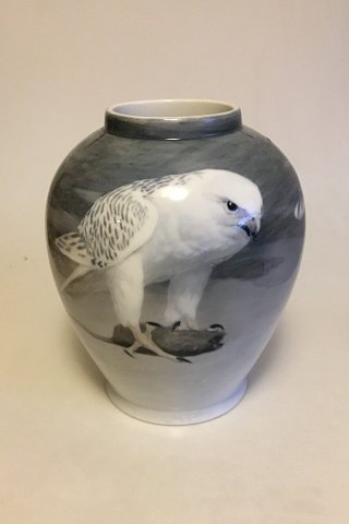 Royal Copenhagen Art Nouveau Unique Vase decorated with Gyrfalcon amd rat No 8984