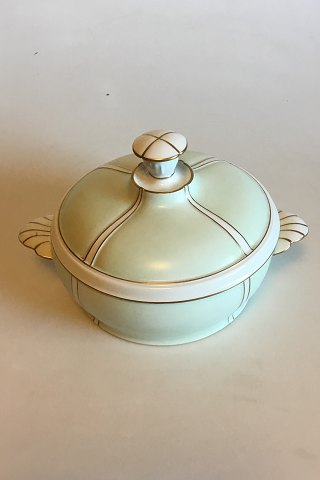 Bing & Grondahl Service with green decoration with gold on form 507(Herregaard) Round Tureen with Lid