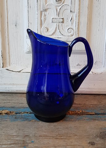 Holmegaard blue glass jug 17 cm.