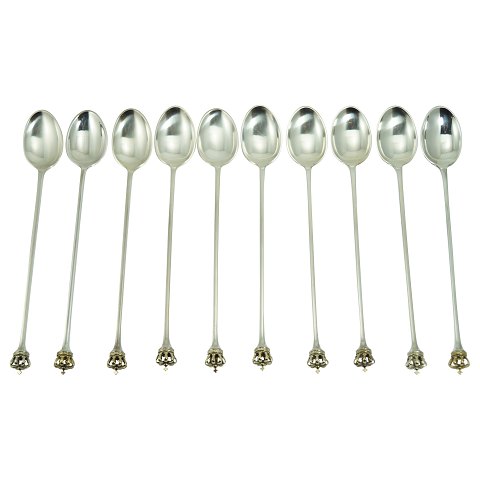 Dansk Krone sølv (Danish crown silver) silver cutlery long tea spoons for 10 persons