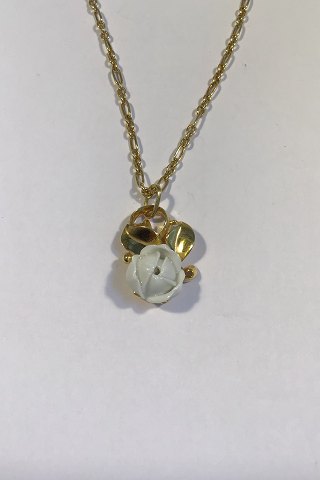 Georg Jensen (Royal Copenhagen) Sterling Sølv(forgyldt)Halskæde med/Porcelæn Vedhæng No 239