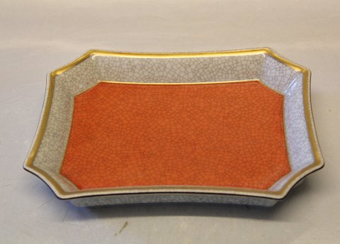 Kongelig Dansk  Craquelé, Craquele 212-3391 Kgl. Orange rektangulært fad 17 x 12 cm 