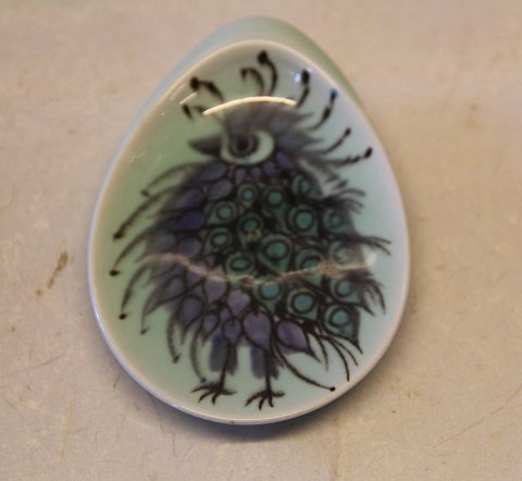 Aluminia kunstfajance 107-1355 Fantasifugl på muslingeskål Beth Møller 9.5x 6.5 cm