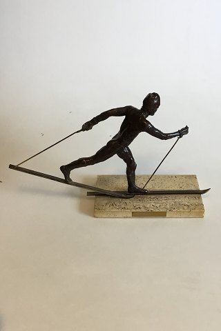 Royal Copenhagen Bronze statue of Cross-country Skier. Designed by Sterett-Gittings Kelsey in 1976
