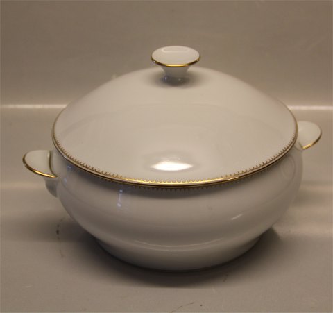 B&G Minuet White form, saw tooth gold rim, form 601 005 Covered dish 1.5 l (512)