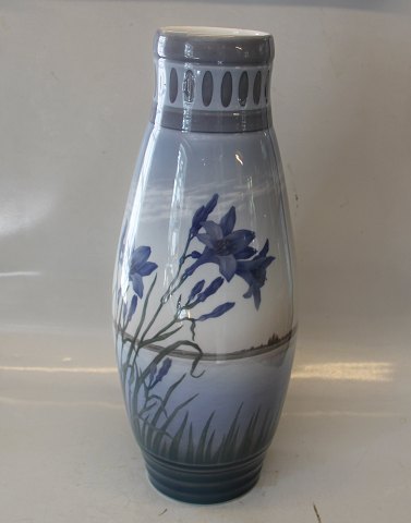 Royal Copenhagen  354 RC Vase 42 cm Blue Iris at the Seaside Signed in Monogram AM? 1908  model By J. Jacobsen 1901