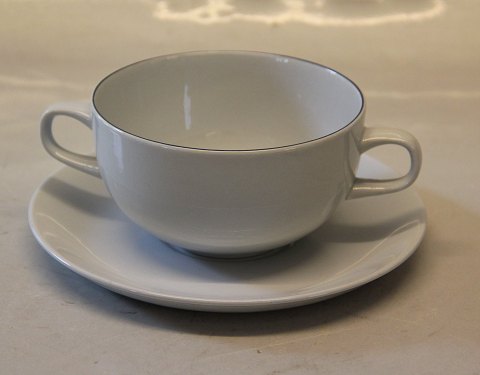 Royal Copenhagen Aluminia fajance Blåkant  3081 Suppeskål 6,5 x 11,5 cm og underkop 17 cm Bouillonkop