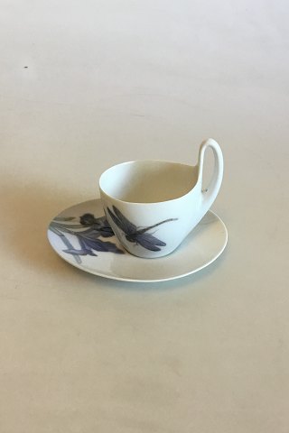 Royal Copenhagen Art Nouveau Pattern 4 High handle cup with Saucer No 90/4, 1375/1052