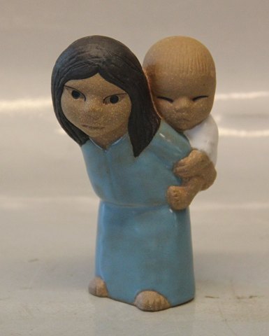 EAST. Asian girl with her little sister on the back 13 cm 1974 Gustavsberg Sweden