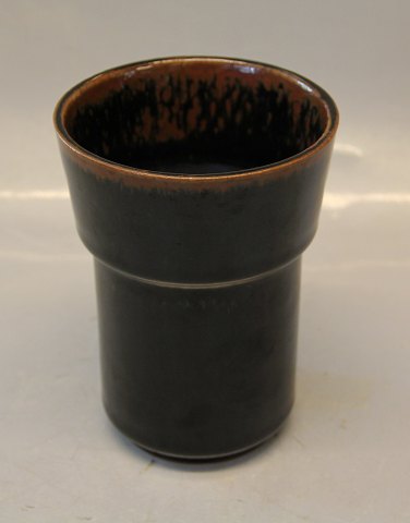 Dansk Stentøj B&G 7303 Brun glaseret vase 16 x 12 cm Signeret S. B. Edith Sonne Bruun
