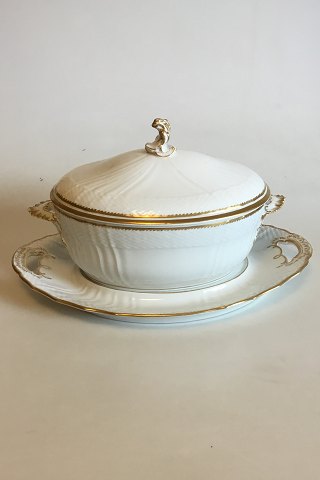 Royal Copenhagen White Curved with serrated Gold edge(Pattern 387/ Josephine) Oval Tureen No 1666