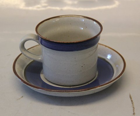 Christine Blue and Grey  Stoneware Danish Art Pottery Knabstrup Coffee cup 6.8 x 8.4 cm & saucer 15 / 13.6 cm