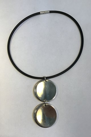 Georg Jensen Gummi Halsring og Sterling Sølv Vedhæng No 450 Zero Jacqueline Rabun
