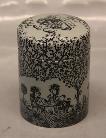 Bjoern Wiinblad Nymoelle Denmark  5943-681 Nymølle, sort, rund lågkrukke 9.5 cm 26 - 6 - 1962