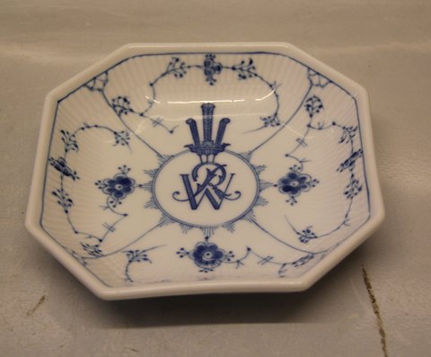 Bing & Grøndahl  Blåmålet  Hotelporcelæn 2076 Firkantet assiet ca 15 x 15 cm Riflet Logo RW Aks?
