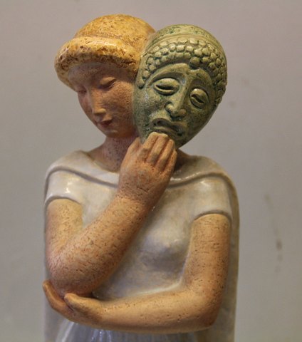 Melpomene with the  mask; the Greek actress who was the Muse of the Tragedy Sculpture 42 cm