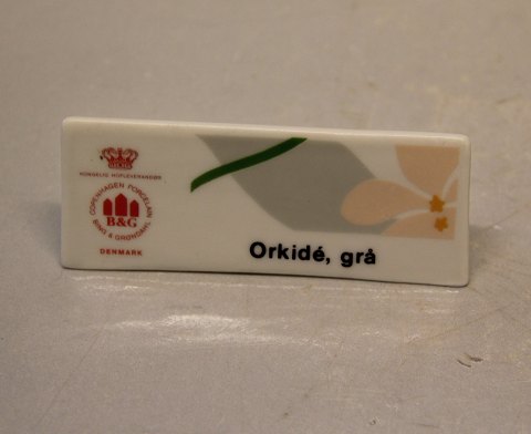 Orkidee, Grå Bing & Grøndahl Reklame Skilt for  Grå Orkide ca 4 x 10 cm