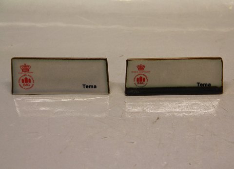 Bing & Grøndahl Stentøj Reklame Skilt for TEMA  ca 4 x 10 cm