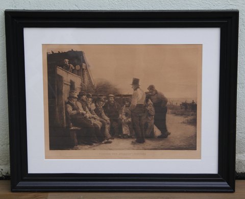 P.S. Krøyer Radering: Fiskerne ved "Stokken" i Hornbæk 55 x 67 inklusiv glas og Ramme