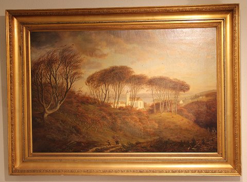 Mariager Kirke Guldaldermaleri ca  1871  Ca. 82 x 114 cm inklusiv flot forgyldt ramme