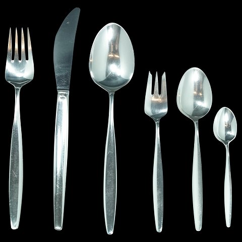 Georg Jensen, Tias Eckhoff; Cypres sølvbestik komplet til 12 pers. 72 dele sterling sølv