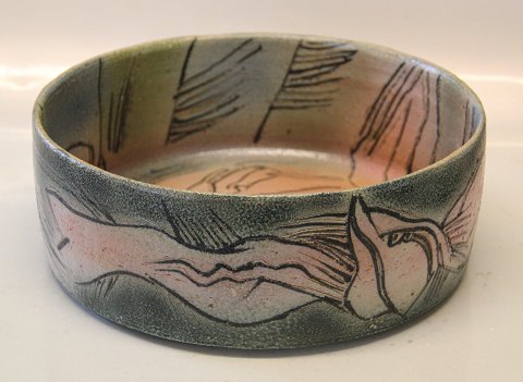 B&G Art Pottery B&G 1987 Large round bowl 10 x 28 cm Sten Lykke Madsen Unique