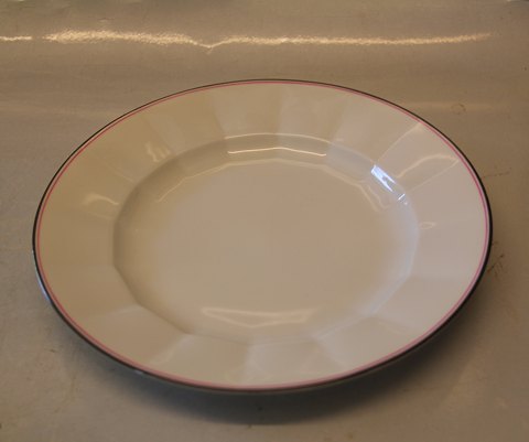 8550-1536 Frokosttallerken 22 cm (621)  Palace (Palads) Kongelig Dansk Kantet Porcelæn med sort & pink/rød linjer