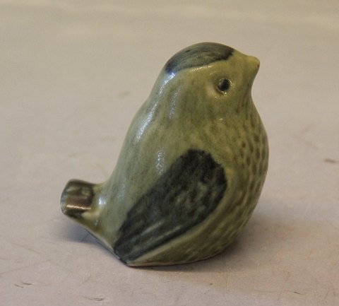 Knud Basse Green glazed sparow 7.5 x 7.5 cm Knud Basse Danish Art Pottery Ceramics