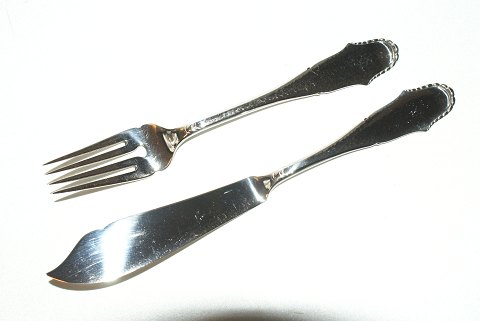 Christiansborg Fiskebestik, sølvFiskegaffel 17,5 cm.Fiskekniv 20,5 cm.