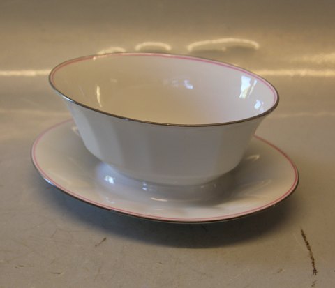 Palace  Pink 8631-1536 Sovseskål 9 x 22 cm   Kongelig Dansk Kantet Porcelæn med grå og rød linje (Palads)