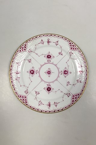 Royal Copenhagen Blue Fluted Red Ruby/Pink with Gold Edge Half Lace Plate No 2/577
