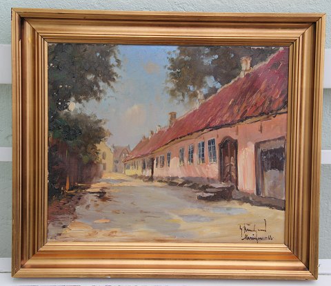 Painting Oil on Canvas 53.5 x 61 cm from our home town Mariager Bugges Gaard by Gunnar Bundgaard