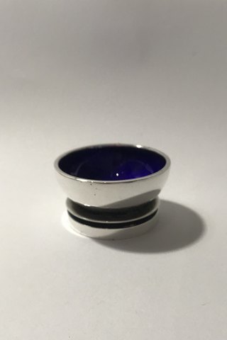Georg Jensen Silversmiths Ltd Sterling Silver Pyramid Saltcellar No 632 (Blue enamel)