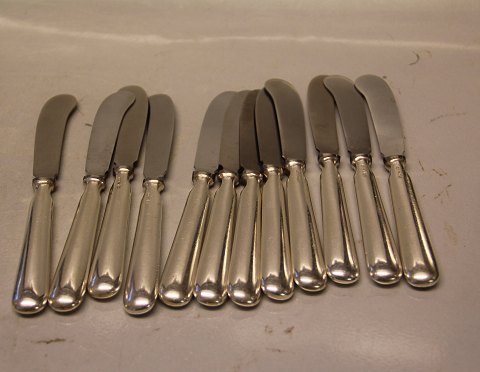 Ukendt ?12 stk Sølvplet Smørknive 17.3 cm Rustfrit Stålblad Raadvad DFA Kender nogen navnet ?