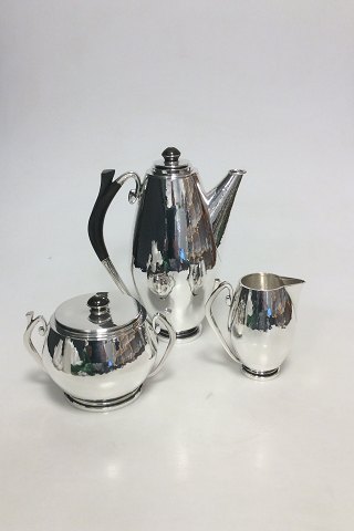 Hans Hansen Sterling Silver Coffee set with Coffee pot, creamer and sugar no 170 from 1935 by Karl Gustav Hansen