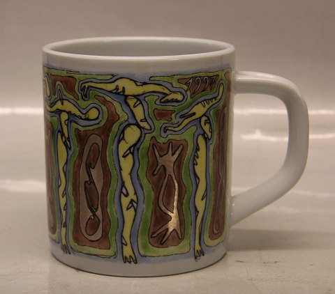 Large 1997 Bjorn Norgaard Royal Copenhagen Faience Annual mugs 498 ca 10.3 cm  