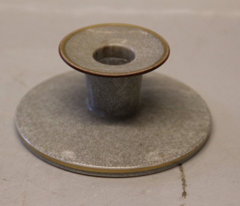 3335  Kgl. lysestage grå med guld 6 x 12 cm Kongelig Dansk  Craquelé, Craquele