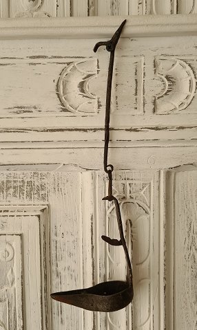 1700s oil lamp in hand-forged iron 31 cm.