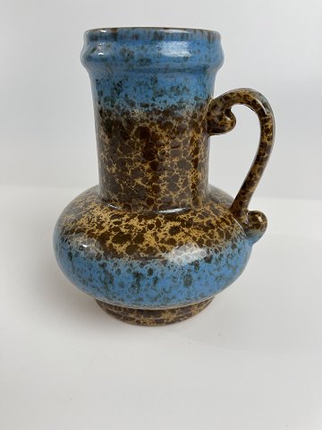 Strehla vase in blue and brown glaze from East Germany, Mid-20th Century