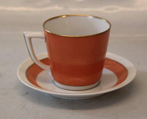 792-9481 Coffee cup 7 cm, saucer 13.3 cm Royal Copenhagen Jaergersborg Orange