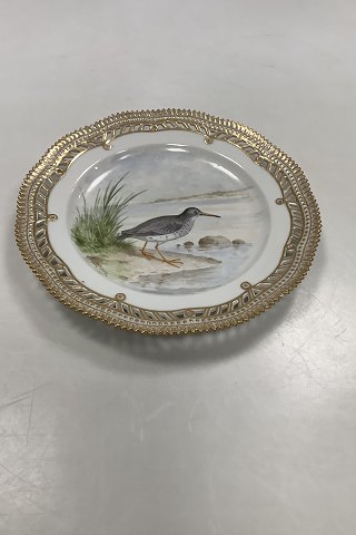 Royal Copenhagen Flora Danica Fugle Frokosttallerken No 20/3554 med gennembrudt kant.