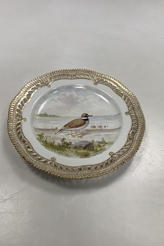 Royal Copenhagen Flora Danica Fugle Frokosttallerken No 20/3554 med gennembrudt kant.